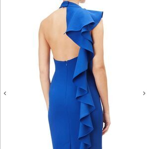 Adrianna Papell Ruffle a crepe Halter Dress Blue